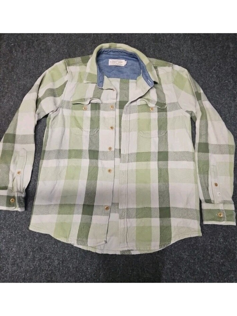 Outerknown Men's Blanket Shirt Fen Sage High Desert Plaid Size Medium